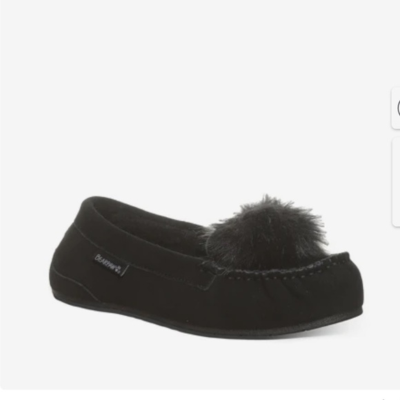 BearPaw Shoes - Bearpaw Erika Suede Sheepskin Lined‎ Moccasin Pom Pom Slippers NEW